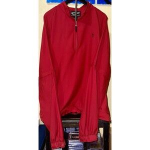 Austin Golf Size XXL Jacket Mens Red Pullover Quarter Zip Windbreaker Logo